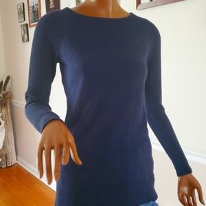 Loft sweater navy blue soft pull over long sleeve crew neck sz XS